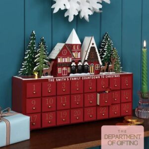 Personalized Red Wooden Light-Up Advent Calendar