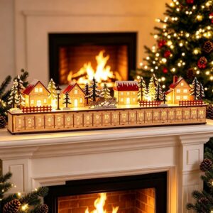 Light-Up Wooden Christmas Village Calendar