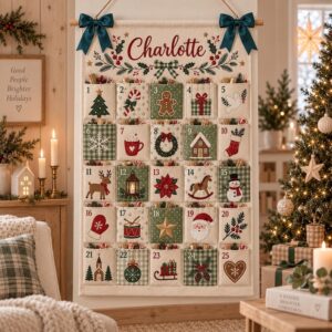 Pink Bow Personalized Christmas Countdown Calendar